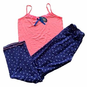 Pijama set- pink tank top + blue pants in size M